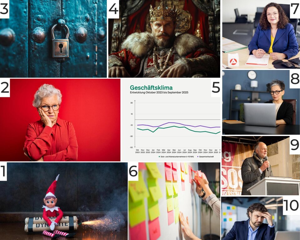 Beitragsbilder der zehn meistkommentierten Artikel des Jahres 2025, Montage; Jana Nitzsche