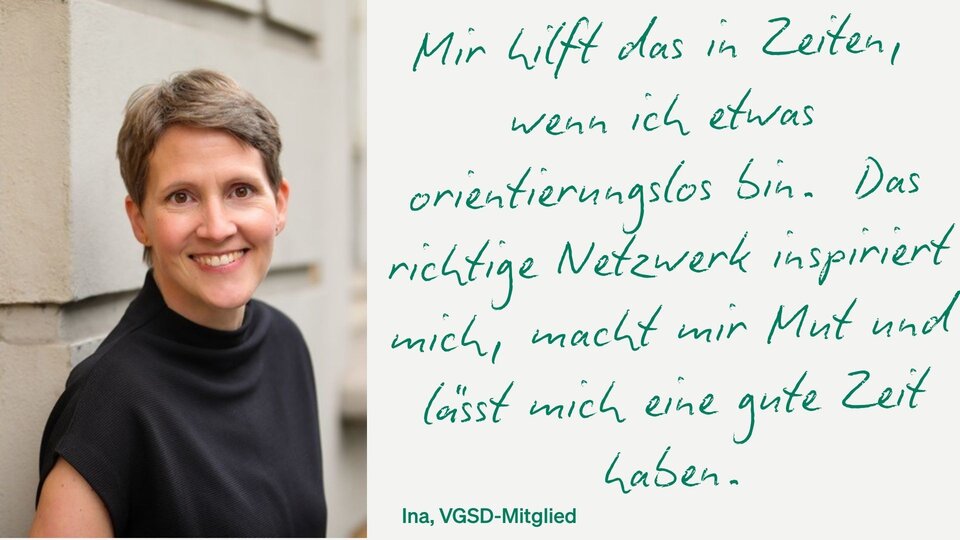 Ina Hartmann, gerade Mitglied geworden, kommt zum ersten Mal zum Netzwerktreffen und freut sich schon sehr.