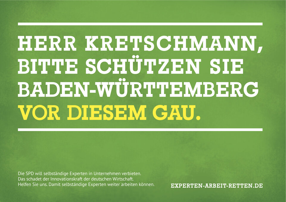 Plakatmotiv aus der Kampagne experten-arbeit-retten.de. Alle Motive