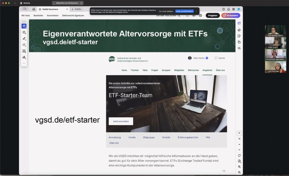 Bei unserem Treffen im April hat uns FM Rommert spannende Einblicke in die Altersvorsorge mit ETFs gegeben.