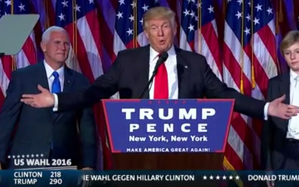 Donald Trumpf bei seiner Siegesrede