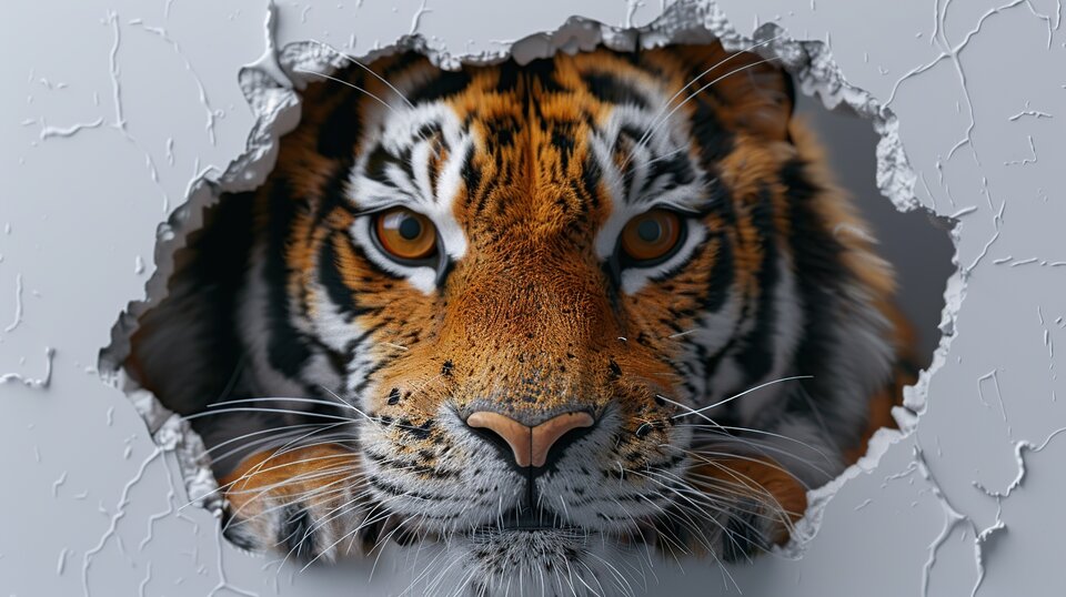 Ob dieser KI-Tiger Zähne im Maul hat? Er sieht jedenfalls eher harmlos aus
