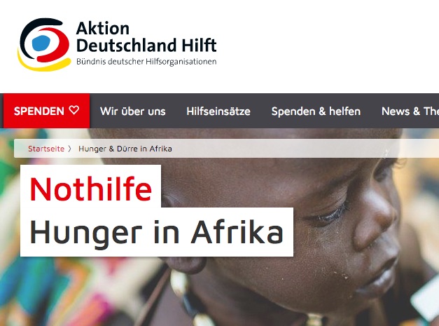 Screenshot der Website "Aktion Deutschland hilft", einem Bündnis aus 23 Hilfsorganisationen