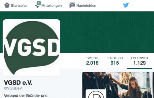Folge dem VGSD auf Twitter und teile interessante Infos und Nachrichten (Button "Folgen")