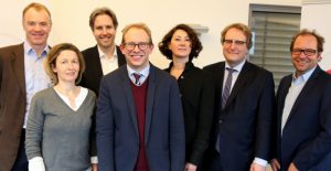 Das designierte Führungsteam der Handelskammer (von links): Dr. Johann Killinger, Christine Stumpf, André Mücke, Tobias Bergmann, Diana Rickwardt, Dr. Torsten Teichert und Kai Elmendorf. Foto: Burkhardt Müller-Sönksen